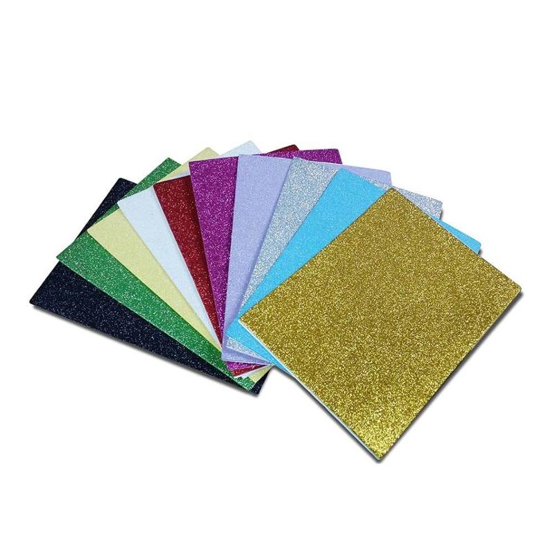 Peel and Stick Glitter Foam Sheets, 10 Pack Assorted Colours