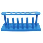 Test tube rack, polypropylene, 6 holes/6 pegs, blue