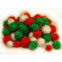 Pom Poms Christmas Glitter 138 Per Bag