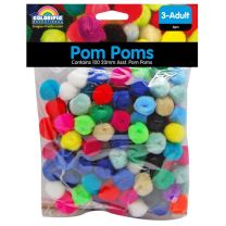 Pom Poms 20mm Assorted 100 Per Bag