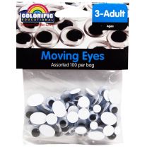 Moving Eyes, Round, Assorted Sizes, 100 Pieces