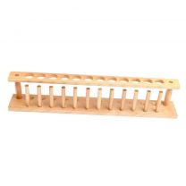 12 Hole Wooden Test Tube Rack, with Drying Pins