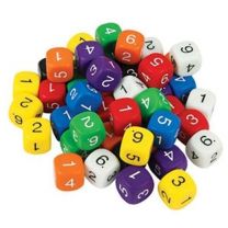 Dice, six sided, numbered, jar/60