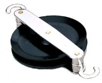 Pulley, single with hooks, 50mm