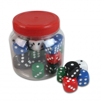Dice, six sided, dot, 25mm, jar/40