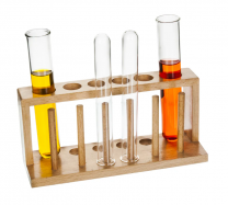 Test tube rack, wooden, 6 holes/6 pegs.